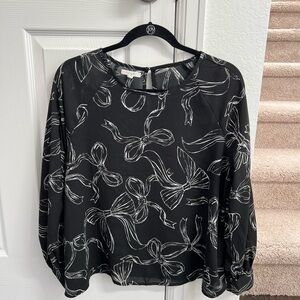 Maurices Black Bow Print Women's Top